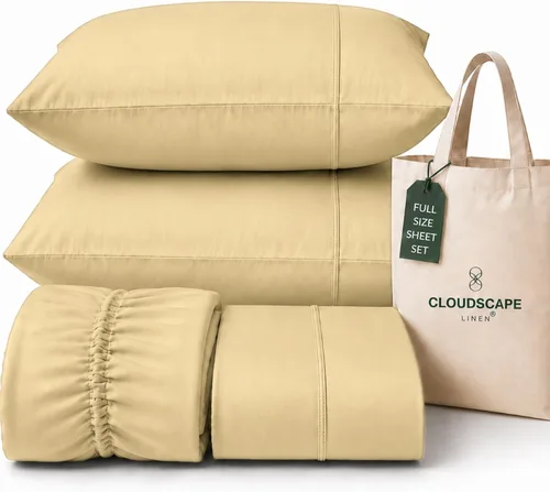 Vista 33 de CLOUDSCAPE LINEN 400TC 100% Egyptian Cotton Luxury Twin Bed Sheets - White