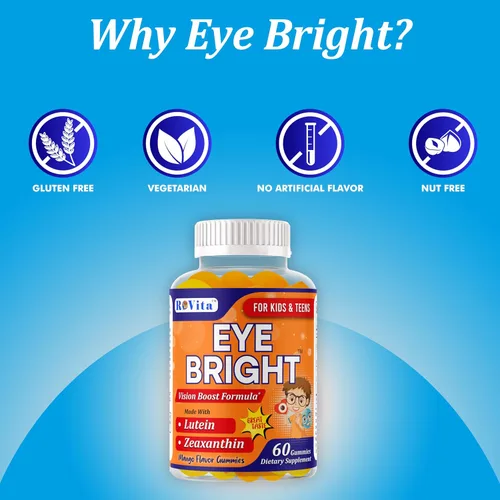 Vista 5 de Eye Bright - Gomitas de luteína para niños y adolescentes, vitaminas oculares con luteína y zeaxantina, suplementos de salud ocular para apoyo