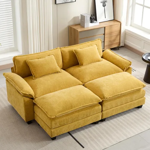 Vista 59 de Oprisen Sofá Seccional Modular, Cómodo Cloud Couch Sofá Seccional, Sofá Cama de Chenilla con Asiento Profundo con Almohadas Decorativas para Sala