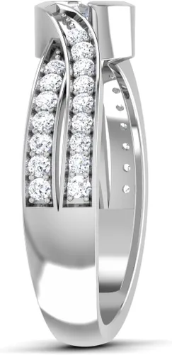 Vista 3 de Anillo de compromiso con bisel de diamantes creados en laboratorio de 3.31 quilates con certificación IGI con banda giratoria en oro rosa amarillo