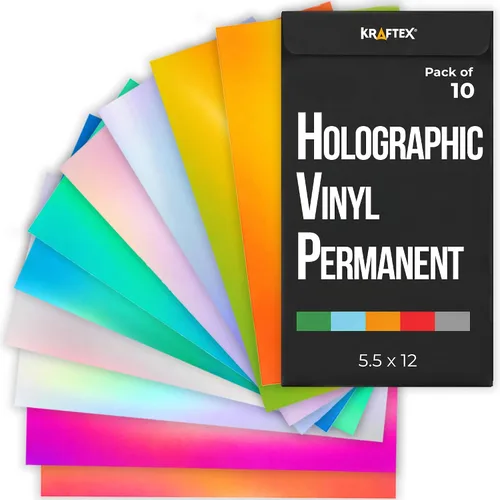 Vista 9 de Vinilo Metálico Negro Holográfico y Vinilo Oil Slick Permanente para Cricut Joy: [8PK, 5.5" x 12" pulgadas] Láminas Permanentes de Cromo Negro