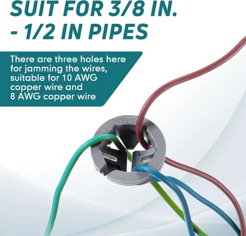 Vista 3 de Sintuff 120 piezas 3/8 pulgadas - 1/2 pulg. Conector a presión de botón no metálico a granel gris NM Conector de cable Conector de conducto