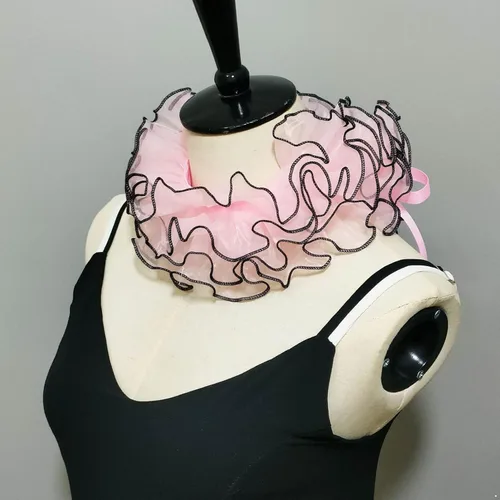 Vista 5 de Aislor Vintage Organza Ruffle Fake Collar Elizabelthan Cuello Ruffle Collar Ensambles Clown Neck Collars