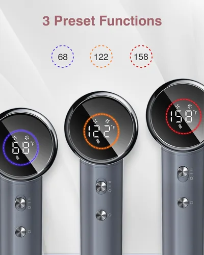 Vista 3 de Secador de pelo, 160000 rpm, secador iónico profesional de alta velocidad, 200 millones de iones negativos, control de calor y secador de pelo