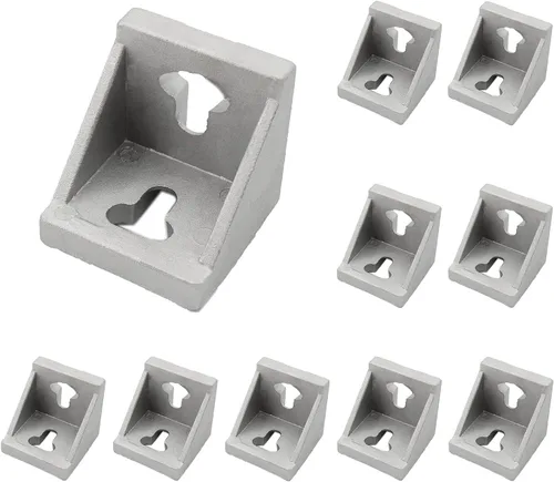 Vista 13 de Paquete de 10 soportes de esquina de perfil de aluminio, cierre de junta de ángulo recto en forma de L, conector para perfil de extrusión