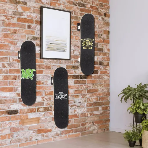 Vista 6 de Soporte de pared para monopatín, soporte de pared para exhibición de almacenamiento, monopatín y longboard, diseño resistente