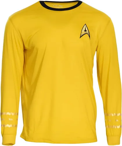 Vista 7 de Star Trek - Camiseta de manga larga para disfraz de Halloween, Capitán Kirk, Ingeniería, Cosplay Rojo