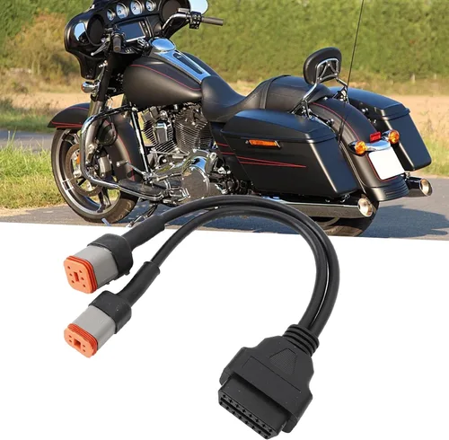 Vista 3 de 2 en 1 adaptador OBD escáner de diagnóstico 4Pin 6pin a 16Pin Cable adaptador de extensión para motocicleta