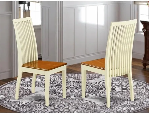 Vista 2 de East West Furniture IPC-BMK-W Ipswich - Sillas de comedor con respaldo de listones, juego de 2, suero de leche y cereza