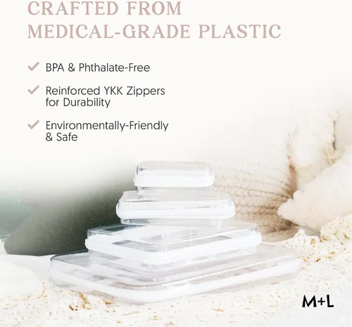 Vista 4 de Maple & Lark Bliss Bins - Estuche rígido transparente con cremallera para almacenamiento - Estuche de lápices de plástico transparente de grado
