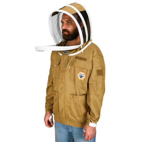 Vista 2 de BP-101 - Chaquetas de apicultura con velo de esgrima de algodón transpirable, traje de apicultor de protección total para profesionales