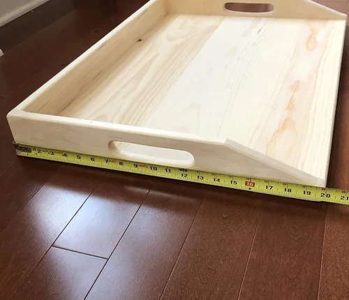 Vista 6 de Bandeja de servir de madera hecha a mano, la cubierta superior de la estufa funciona como TV, cama o bandeja de alimentos, tabla de servir de madera