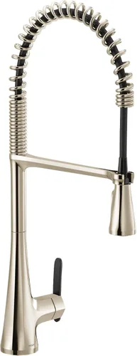 Vista 31 de Moen Sinema grifo de cocina desplegable de acero inoxidable con aumento de potencia y sistema retráctil, llave de cocina moderna de arco alto, fácil