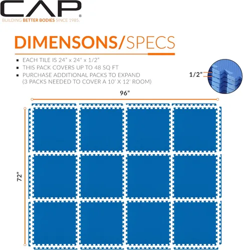 Vista 97 de CAP Puzzle Exercise Mats 1/2” Thick EVA Interlocking Foam Tiles for Home Gym Flooring Multiple Options