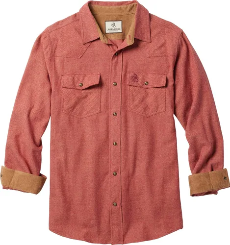 Vista 19 de Legendary Whitetails Camisa de franela para hombre, tipo vaquera, con botones, de algodón cepillado negro espiga