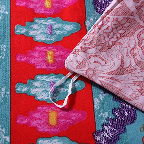 Vista 6 de Omelas - Juego de funda de edredón bohemio tamaño Queen, ropa de cama floral boho colorida, edredón súper suave de microfibra, funda de edredón