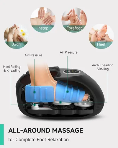 Vista 9 de Snailax Shiatsu - Masajeador de pies con calor, elegible para FSA, amasado, compresión, vibración, máquina de masaje de pies para fascitis plantar