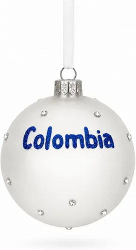 Vista 5 de Bandera de Colombia Bola de Vidrio Adorno de Navidad 3.25 Pulgadas
