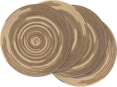 Vista 76 de SHACOS Juego de 4 manteles individuales redondos lavables de 15 pulgadas, de algodón, poliéster, trenzados, para mesa de comedor, boda, decoración