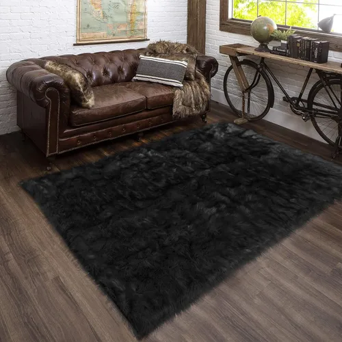 Vista 112 de Latepis - Alfombra rectangular de piel sintética tipo lana de oveja suave y esponjosa de estilo bohemio para sala de estar, dormitorio y residencias
