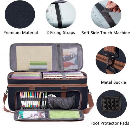 Vista 6 de IMAGINING Estuche de transporte para Cricut Maker 3, Maker 4, Bolsa de máquina de doble capa con cubierta para Cricut Explore 4, Explore 3, Explore