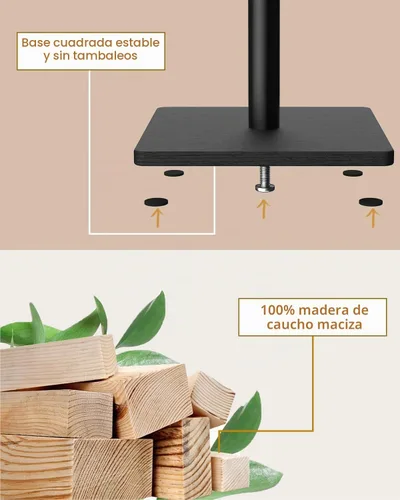 Vista 5 de Yawinhe - Perchero de madera independiente, árbol de pasillo con 8 ganchos, color negro