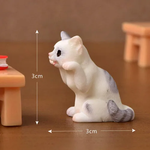 Vista 9 de Juego de 10 piezas de juguetes de personaje de gato Kawaii para decoración de tartas, figuras de gato, decoración de escritorio, regalo de Navidad