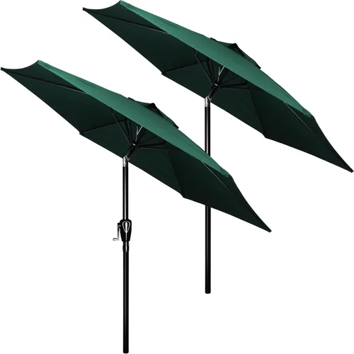 Vista 22 de HealSmart Sombrilla de patio de 7.5 pies con botón de inclinación/manivela, sombrilla de mesa al aire libre, 6 varillas resistentes para jardín
