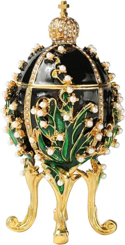 Vista 8 de Faberge - Cajas de joyería para baratijas, adornos con bisagras, colección de artesanía antigua, regalo de lujo para decoración del hogar