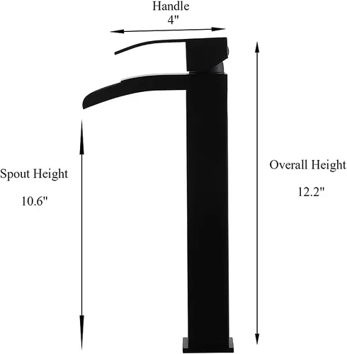 Vista 5 de VCCUCINE - Grifo de lavabo negro de un solo agujero, cascada de un solo agujero, grifo de baño, grifos altos para lavabo con drenaje desplegable
