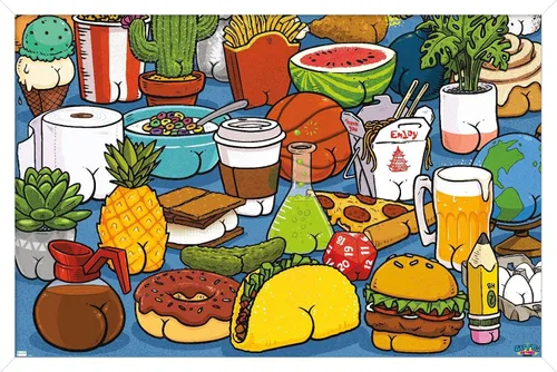 Vista 13 de Trends International Brian Cook: Butts on Things - Póster de pared de alimentos, 22.4 pulgadas de largo x 14.7 pulgadas, versión enmarcada de madera