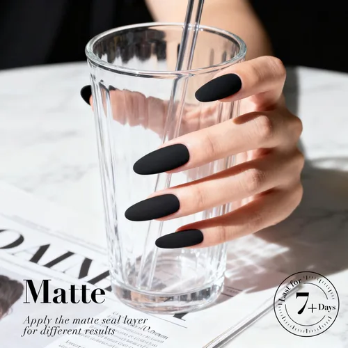 Vista 6 de AZUREBEAUTY Esmalte de uñas negro, secado rápido, natural, súper brillante, profesional para manicura y pedicura en casa