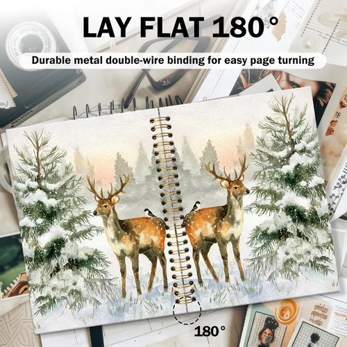 Vista 3 de DILSJ Winter Deer Christmas Tree Notebook Journal, Deer Gifts for Women, Winter Christmas Animal Journals Notebooks, Animal Lovers Gifts Hardcover
