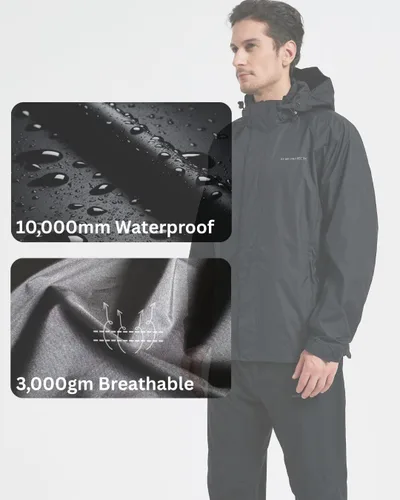 Vista 2 de Acme Projects Chaqueta impermeable 100% impermeable, transpirable, costuras selladas, 393.701 in/3000gm, cremalleras YKK