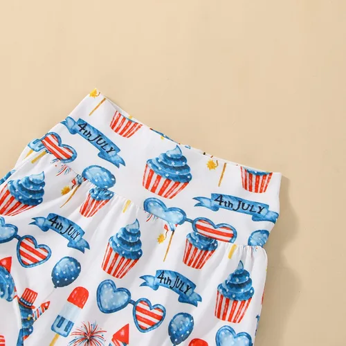 Vista 6 de Traje para bebé niña del 4 de julio, ropa para el Día de los Caídos con borlas, camiseta con bandera