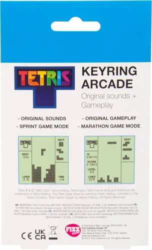 Vista 4 de Llavero Tetris - Juego de arcade portátil retro para niños y adultos. Juego tradicional con 15 niveles de juego retro que incluyen juego y sonidos
