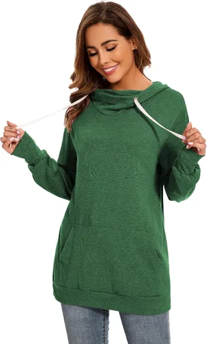 Vista 5 de KAKALOT Sudadera con capucha para mujer, con estampado de mamá oso, cuello vuelto, con cordón