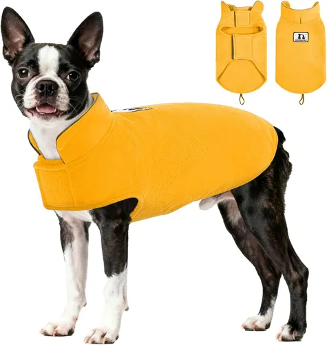 Vista 23 de DENTRUN - Abrigo de forro polar para perros en invierno resistente al viento chaqueta reflectante para mascota chaleco para perro para razas