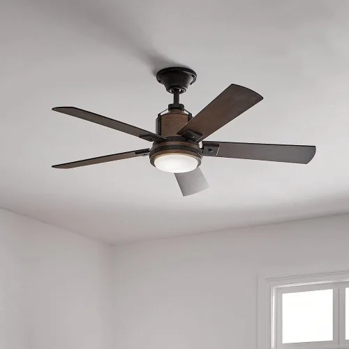 Vista 3 de Kichler Ventilador de techo Colerne de 52 pulgadas con luz LED, níquel cepillado