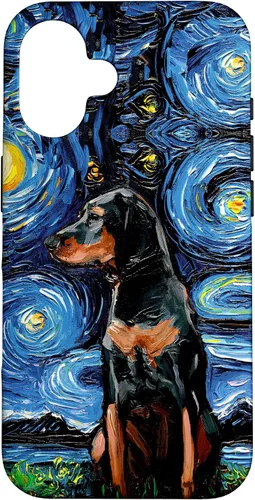 Vista 32 de Black and Tan Coonhound Starry Night Art – Dog Lover Gift Case for iPhone 17