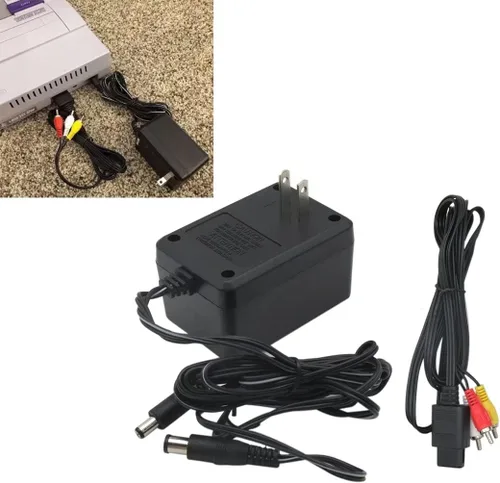 Vista 6 de Cable adaptador de corriente AC Premium con cable AV para sistemas Super Nintendo SNES