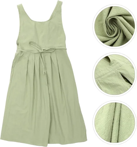Vista 7 de FOMIYES Vestido de delantal de cocina, delantal para hornear verde, Pinafore Cafetería, Tienda de jardinería para mujeres y niñas