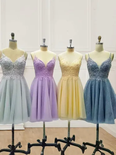 Vista 5 de Vestidos de tul para fiesta de graduación 2023, mini vestido de cóctel para adolescentes