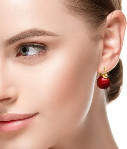 Vista 3 de Lova Jewelry Aretes tipo dormilona de perlas en tono dorado para mujer, ideales para novia, trabajo, fiesta, vestido, vacaciones