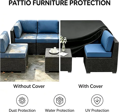 Vista 6 de STARTWO Fundas impermeables para muebles de patio, juego de muebles de exterior para 7 a 12 asientos, sillas seccionales de sofá y mesa, resistentes