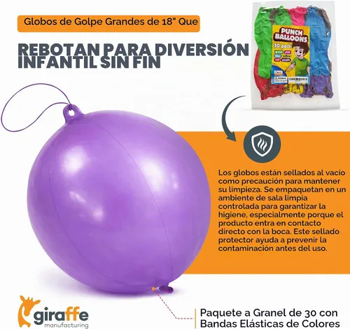 Vista 2 de Giraffe - Paquete de 35 globos grandes de látex de goma neón de 18 pulgadas