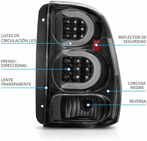 Vista 5 de AmeriLite Par de luces traseras de tubo LED tipo C para Chevy Trailblazer/EXT 2002-2009 - Lado del conductor y del pasajero