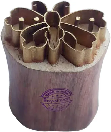 Vista 10 de Royal Kraft Sellos de madera de latón de hoja para impresión de bloques en arcilla, cerámica, tela Btag001