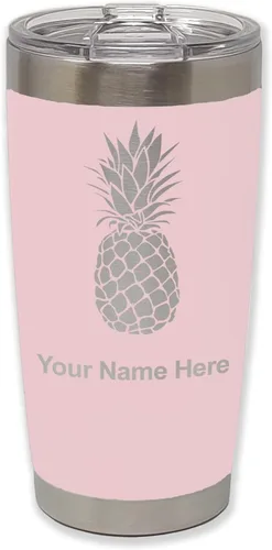 Vista 14 de LaserGram Vaso aislado al vacío de 20 onzas, piña, grabado personalizado incluido (negro)