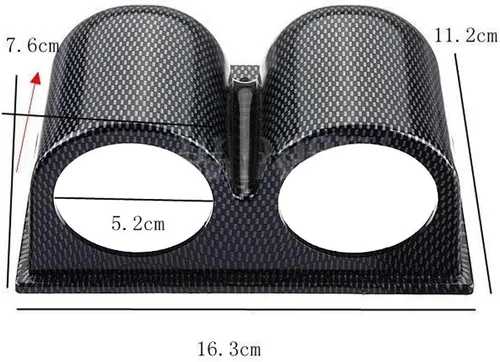Vista 2 de ESUPPORT de fibra de carbono 2" 52mm resistente universal con dos orificios para montar medidores de tablero en auto